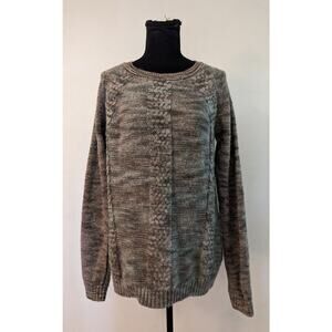 prAna Size XL Long Sleeve Kerrolyn Cable Knit Multicolor Sweater Round Neck B6